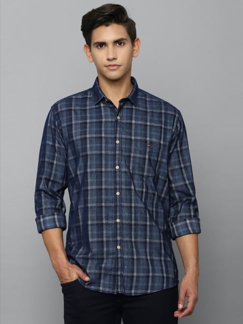 Buy Louis Philippe Blue Cotton Slim Fit Checks Shirts for Mens Online @  Tata CLiQ