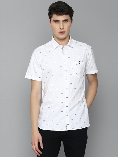 Buy Louis Philippe Sport White Cotton Slim Fit Printed Shirts for