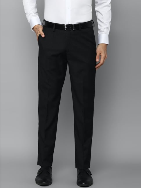 Louis Philippe Black Slim Fit Checks Trousers-picture-42