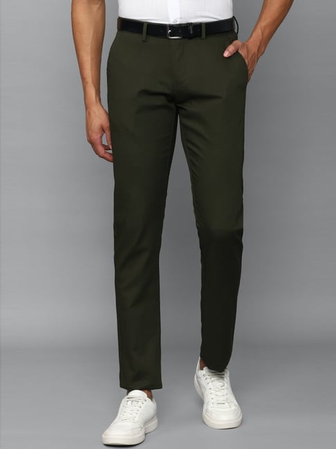 Buy Allen Solly Green Cotton Slim Fit Trousers for Mens Online @ Tata CLiQ