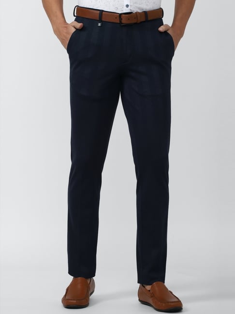 Buy V Dot Navy Striped Trousers for Mens Online  Tata CLiQ