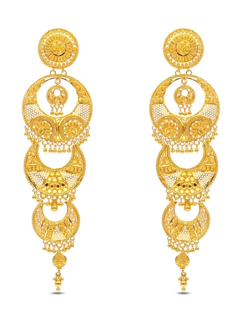 Dangling Gold Earrings In 22K Gold For Women - Lagu Bandhu