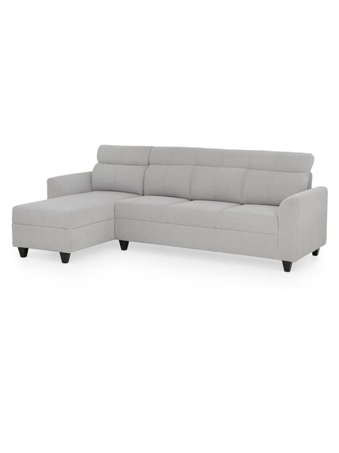 Buy Duroflex Zivo Plus Grey Solid Wood 3 Seater Sofa Set with Lounger ...