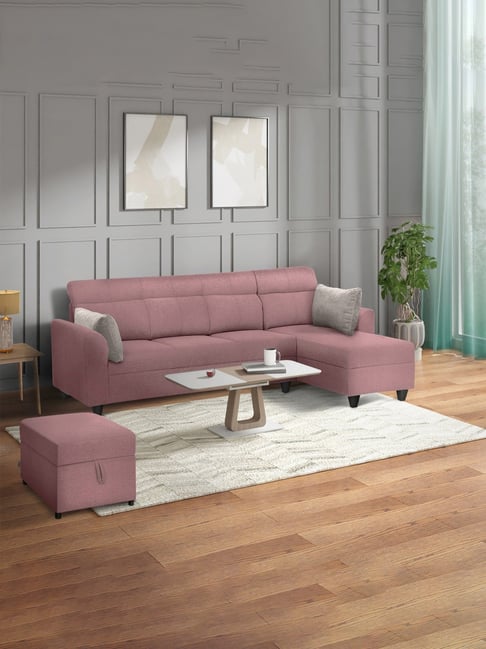 Duroflex Zivo Plus Pink Solid Wood 3 Seater Sofa Set with Lounger-picture-39