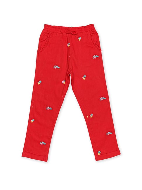 Fabcoast Women Red Trousers Pants Cotton formal with adjustable waist  buttons and 2 side pockets at Rs 469/piece in Ajmer