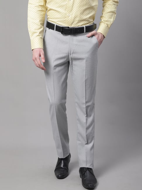 Buy Cantabil Light Grey Regular Fit Printed Flat Front Trousers for Men's  Online @ Tata CLiQ