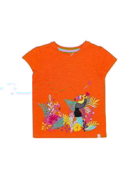 Buy H by Hamleys Girls Orange Printed T-Shirt for Girls Clothing