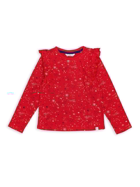 Buy H by Hamleys Girls Red Printed Full Sleeves T-Shirt for Girls