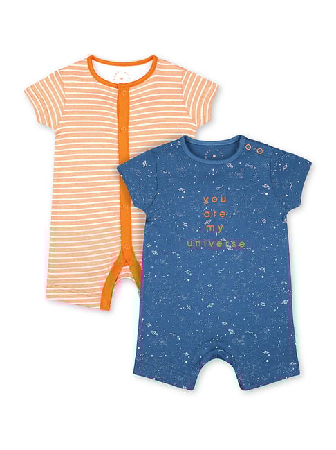 Mothercare Kids Blue Orange Cotton Printed Romper
