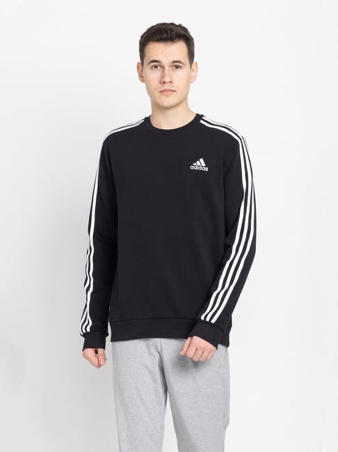 Adidas black and store white striped sweatshirt