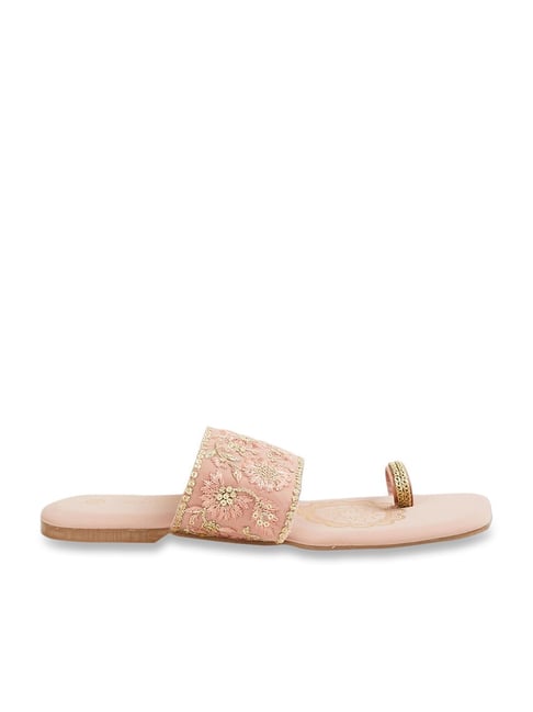 Buy Brown Brocade Nadia Cutwork Toe Ring Flats by Sandalwali Online at Aza  Fashions.