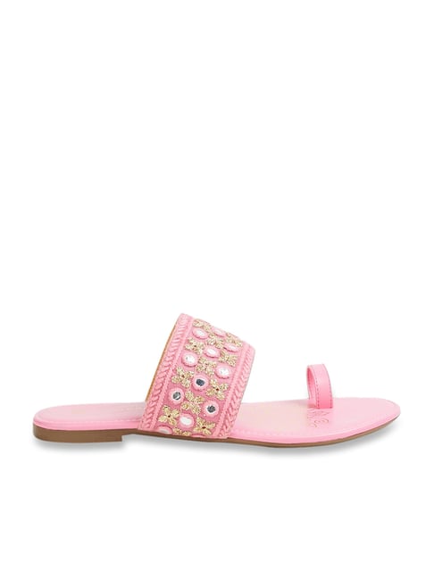 Pink studded sandals hot sale