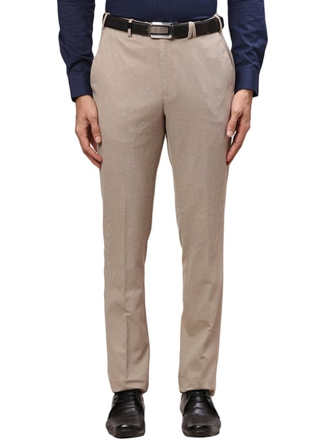 Buy Park Avenue Mens Flat Front Super Slim Fit Medium Fawn Formal Trouser  at Amazonin