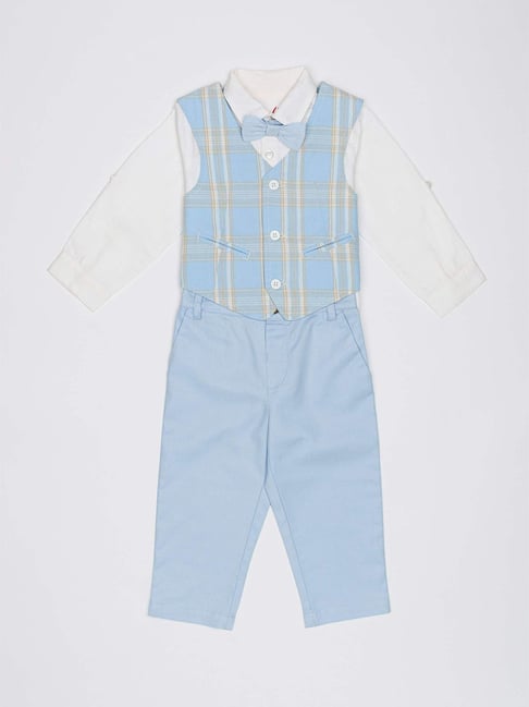 Buy NOYYAL Boys Checked Waistcoat with Shirt and Trousers for Kids (Set of  3)(3-4 Years)(Sky Blue) Online at Best Prices in India - JioMart.
