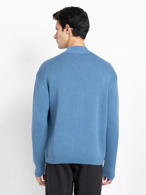 Buy Adidas Originals Blue Regular Fit ZIP KNIT JUMP Sweater for