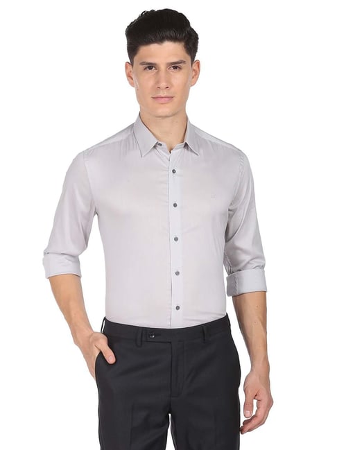 Arrow New York Light Grey Slim Fit Shirt