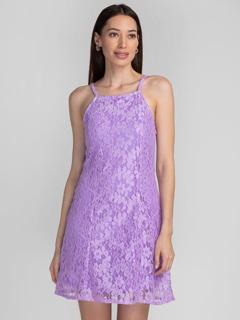 Globus Lavender Self Design A Line Dress Price in India