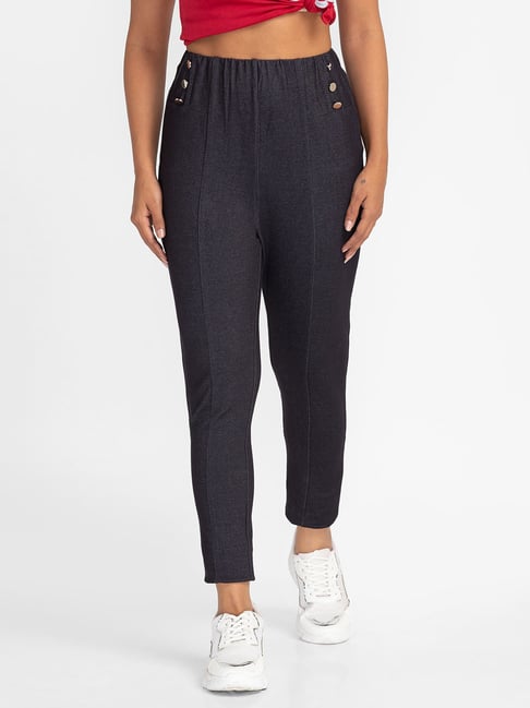 Globus Black Textured High Rise Trousers