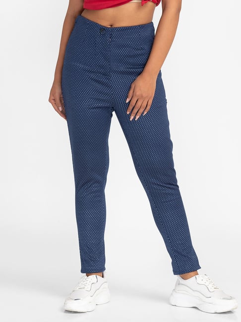 Globus Navy Printed High Rise Trousers-picture-34