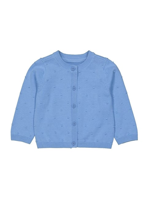 Mothercare Kids Blue Cotton Textured Pattern Full Sleeves Cardigan