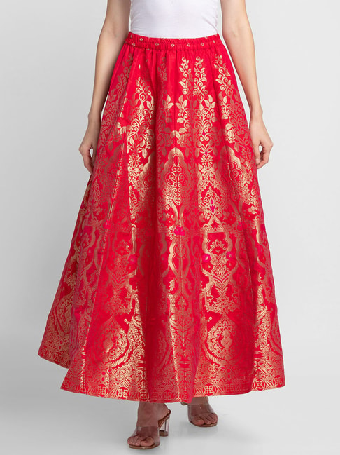 Globus Red Floral Printed Skirt Price in India