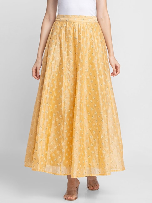 Globus Beige Floral Printed Skirt Price in India