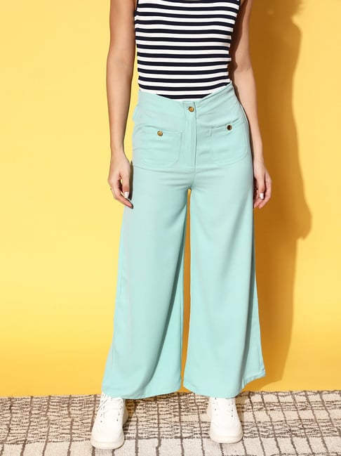 Melon by PlusS Turquoise Mid Rise Regular Fit Trousers-image-14