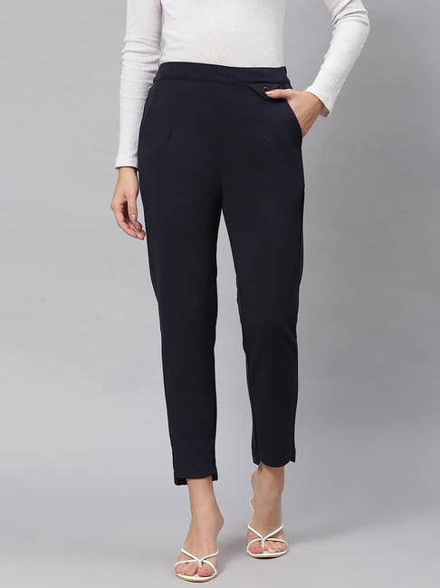 Melon by PlusS Navy Mid Rise Regular Fit Trousers