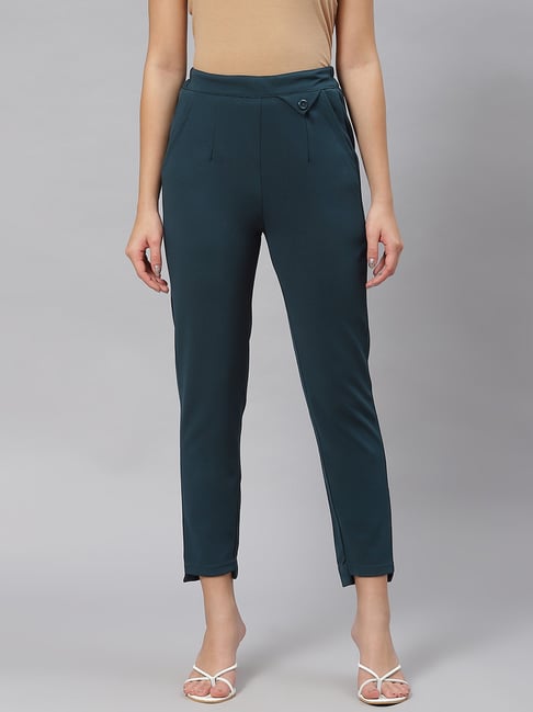 Melon by PlusS Teal Mid Rise Regular Fit Trousers-picture-32
