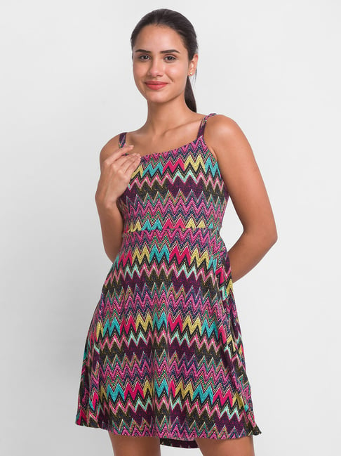 Globus Multicolor Printed Fit & Flare Dress Price in India