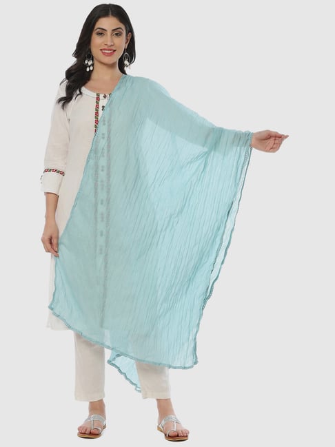 Biba Sky Blue Cotton Plain Dupatta