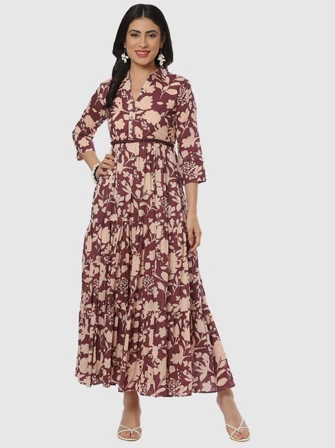 Buy Biba Purple Cotton Printed Maxi Dress for Women Online Tata CLiQ