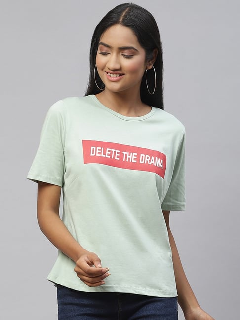 Melon by PlusS Mint Green Printed T-Shirt