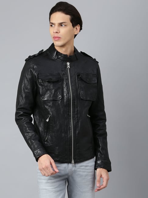 Buy online Brown Long Sleeve Biker Jacket from Jackets for Men by Luis  Leather for ₹13139 at 16% off | 2024 Limeroad.com