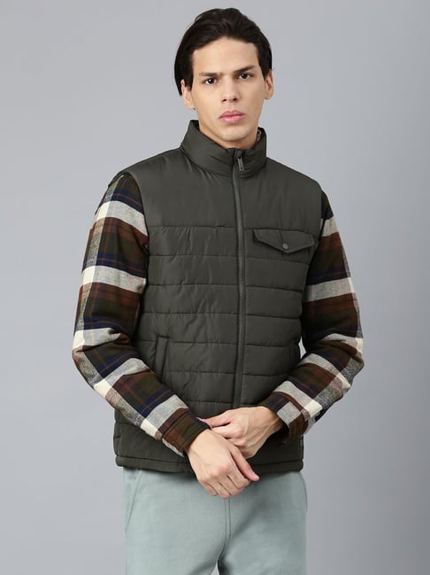 Woodland Olive Regular Fit Quilted Jacket