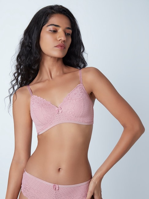 Wunderlove by Westside Dusty Pink Padded Non-Wired Bra Price in India