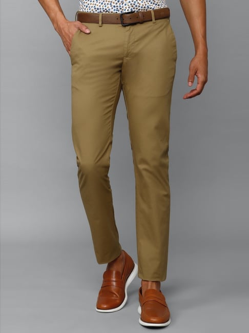 Buy Men Beige Slim Fit Solid Casual Trousers Online - 230213 | Allen Solly