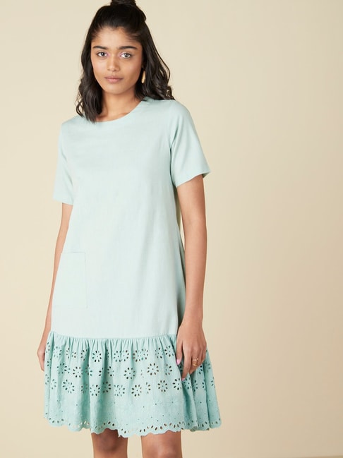 Bombay Paisley by Westside Sea Green Cutout Design Dress Price in India
