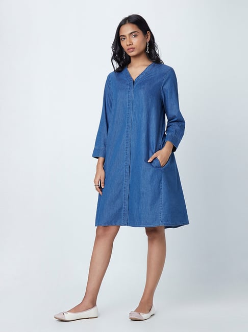 LOV by Westside Blue Chambray Abby Dress Price in India