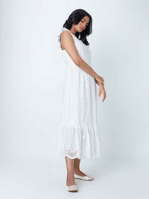 LOV by Westside White Ann Broderie Anglaise Maxi Dress Price in India