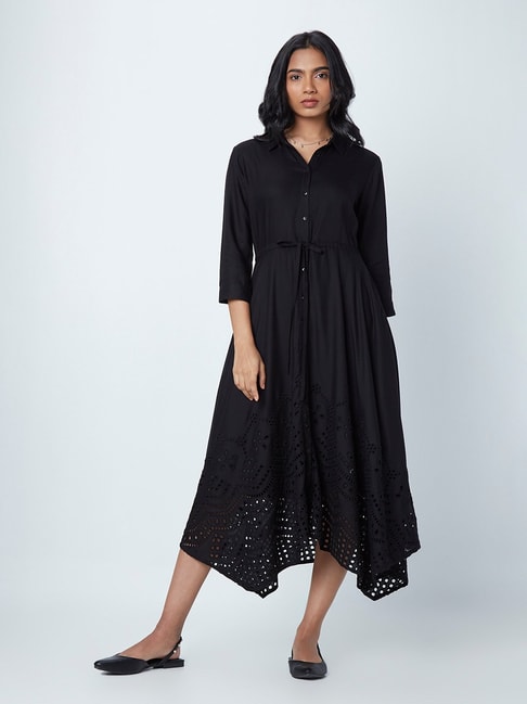 LOV by Westside Black Crochet Detail Ava Dress Price in India