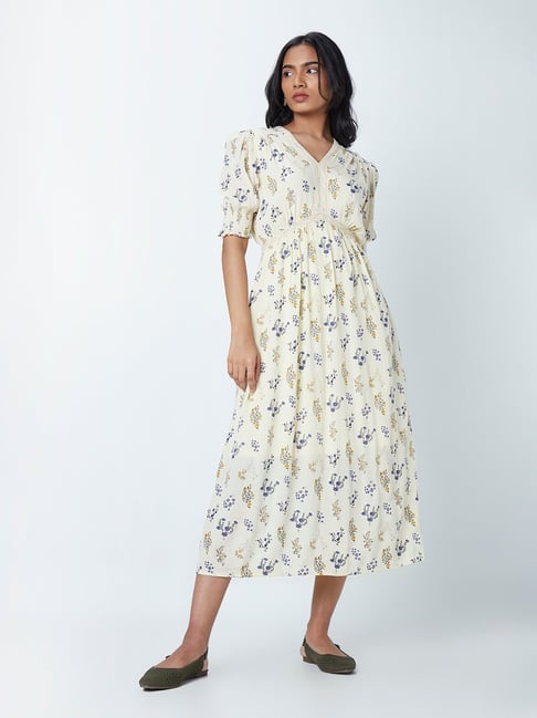 LOV by Westside Off-White Floral Design Dress Price in India