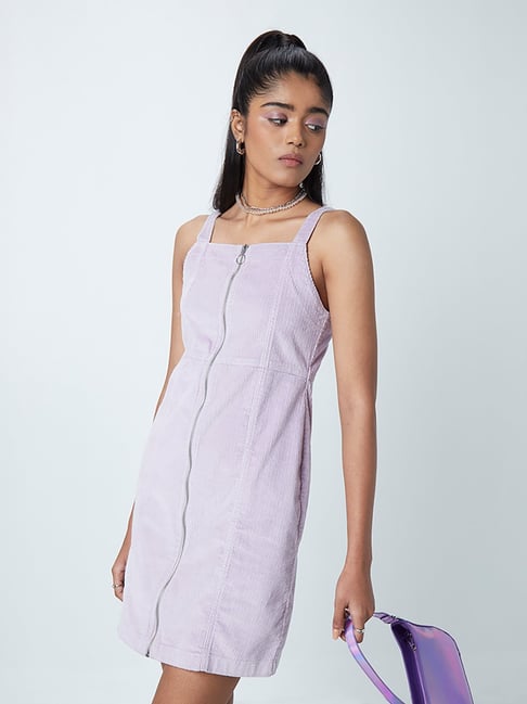Nuon by Westside Lavender Corduroy Bennifer Dress Price in India