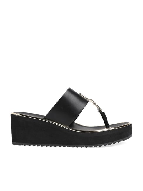 Aldo Women's Black T-Strap Wedges