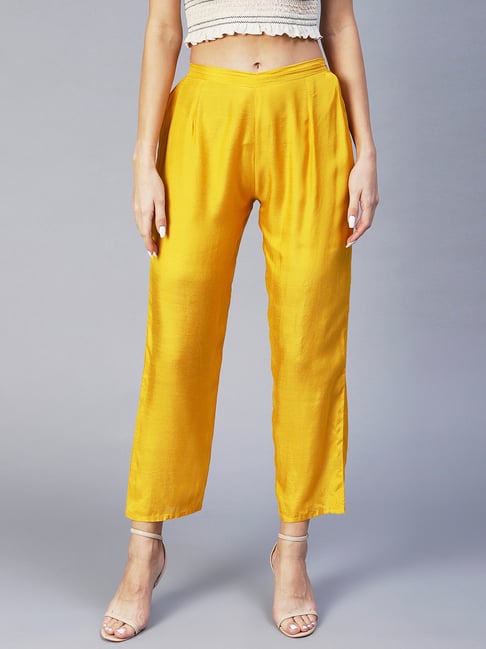 Buy Meadow Yellow Cotton Linen Pants Online  Aza Fashions