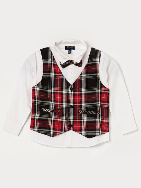 Juniors by Lifestyle Kids Red & White Cotton Chequered Full Sleeves Shirt