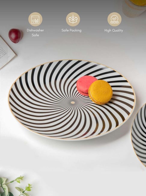 Buy Nestasia La Mode white Black Spiral Dinner Plate 10 Inch at