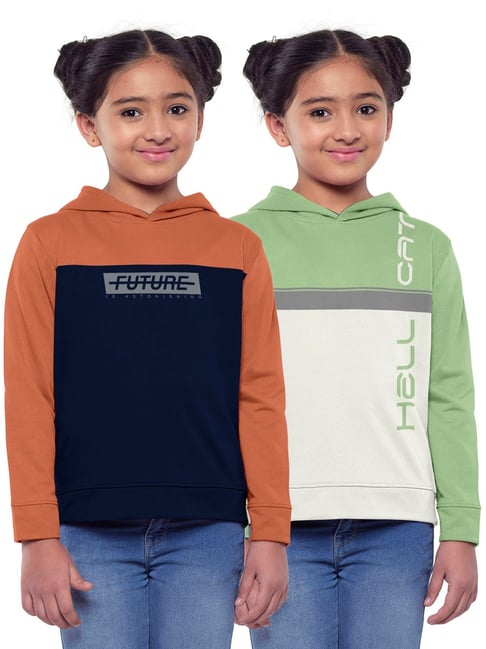 HELLCAT Multicolor Color Block Full Sleeves Sweatshirt(Pack Of 2)
