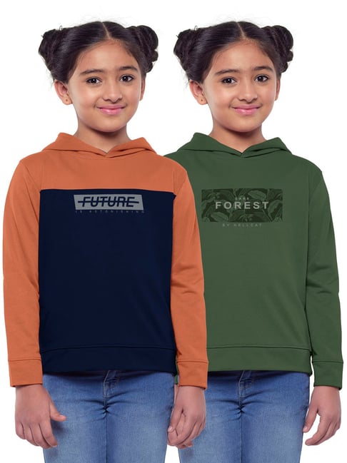 HELLCAT Multicolor Color Block Full Sleeves Sweatshirt(Pack Of 2)