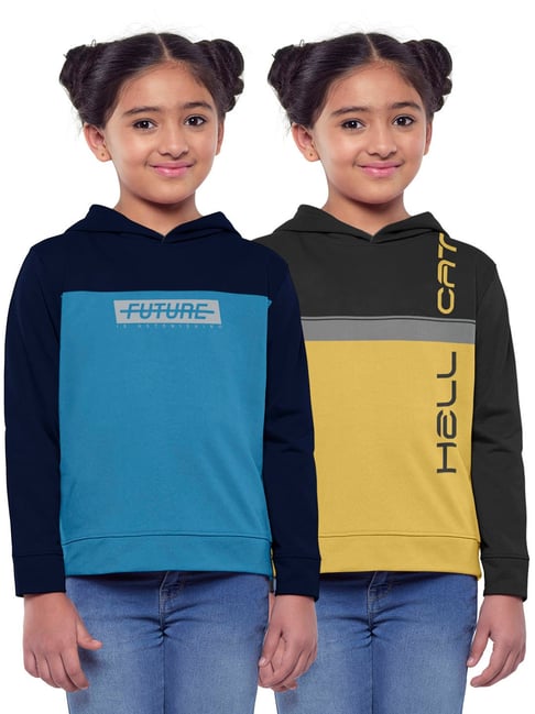 HELLCAT Multicolor Color Block Full Sleeves Sweatshirt(Pack Of 2)